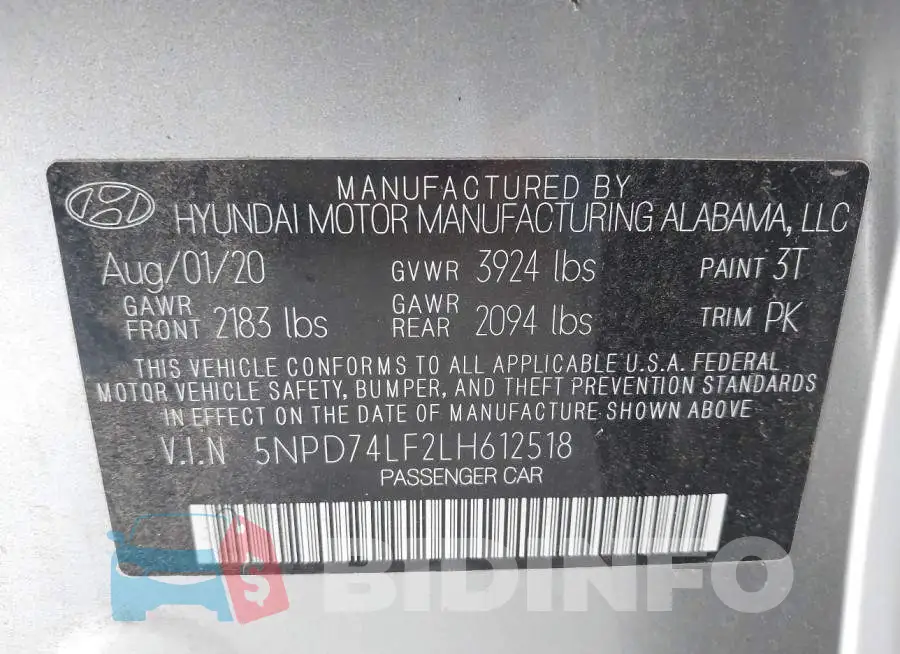 5NPD74LF2LH612518 Photo# 9