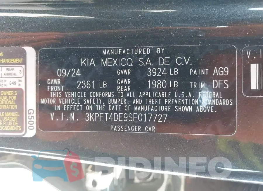 3KPFT4DE9SE017727 Photo# 9