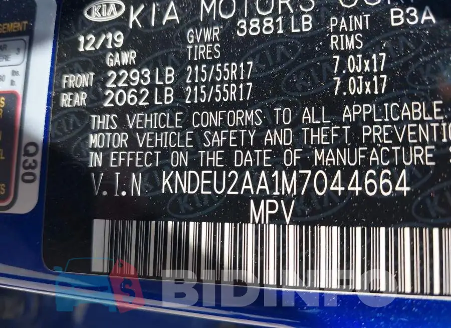 KNDEU2AA1M7044664 Photo# 9