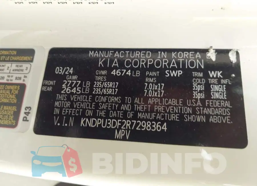 KNDPU3DF2R7298364 Photo# 9