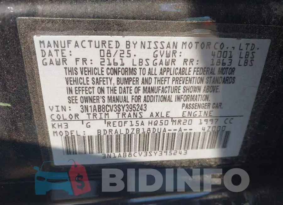 3N1AB8CV3SY395243 Photo# 9