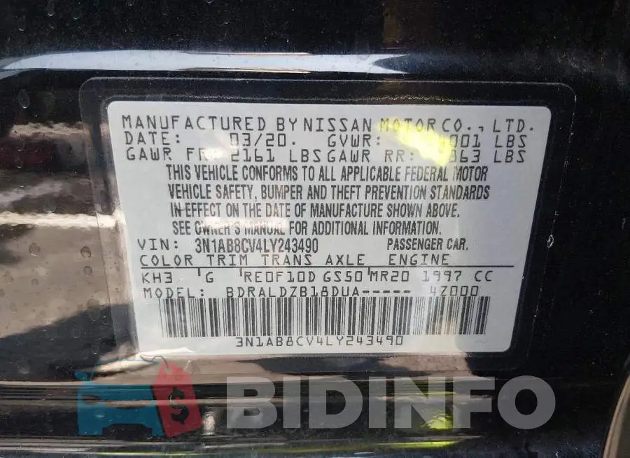 3N1AB8CV4LY243490 Photo# 9