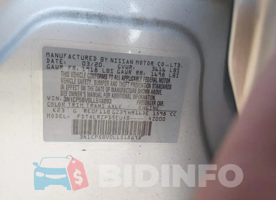 3N1CP5BV0LL518893 Photo# 9