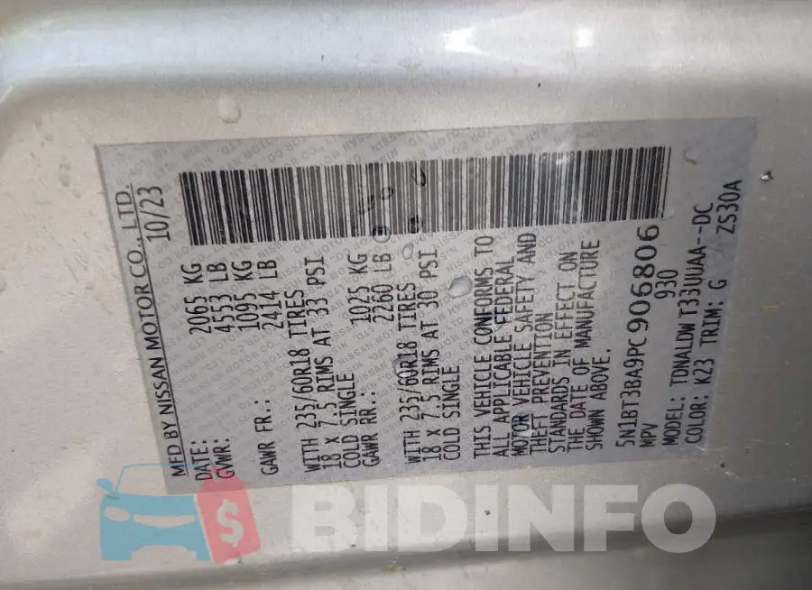 5N1BT3BA9PC906806 Photo# 9