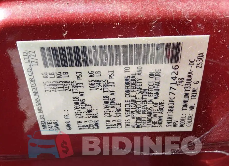 5N1BT3BB1PC771426 Photo# 9