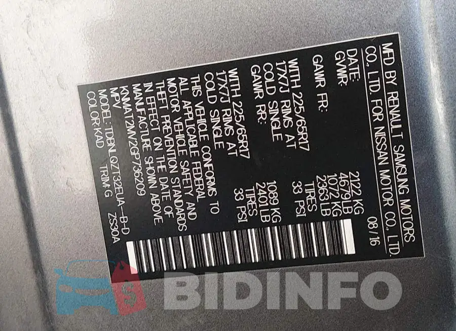 KNMAT2MV2GP736209 Photo# 9