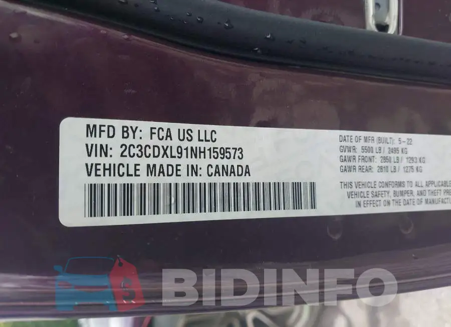 2C3CDXL91NH159573 Photo# 9