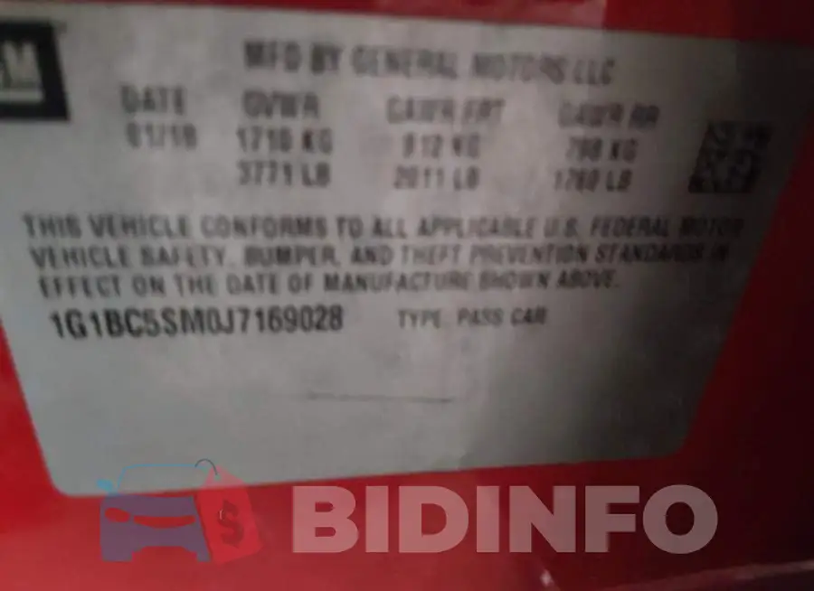 1G1BC5SM0J7169028 Photo# 9