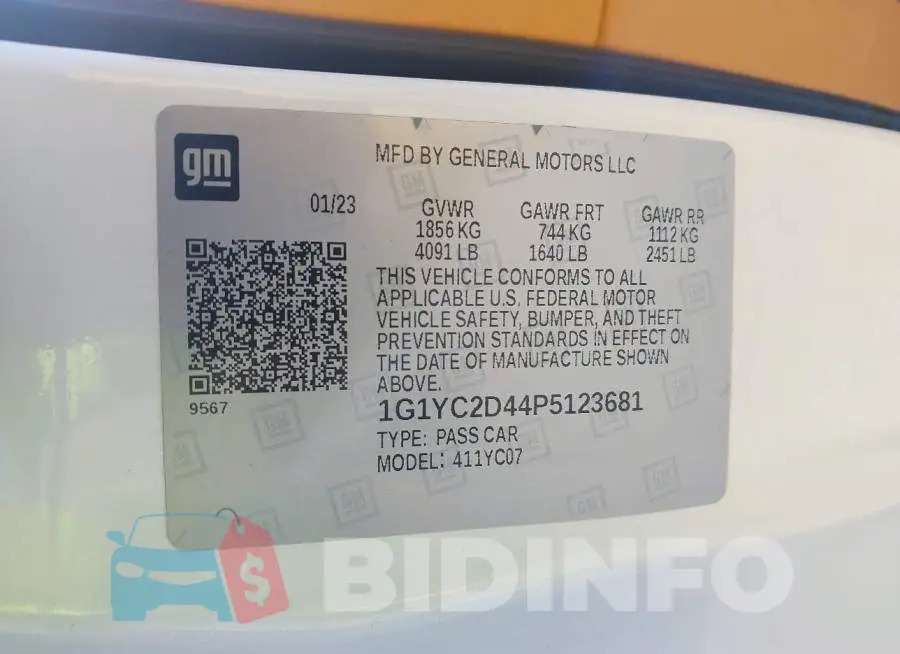 1G1YC2D44P5123681 Photo# 9
