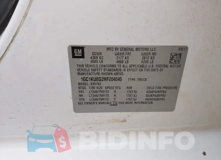 1GC1KUEG2HF204545 Photo# 8