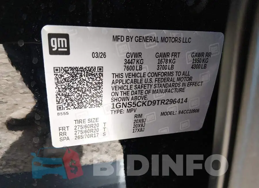 1GNS5CKD9TR296414 Photo# 9