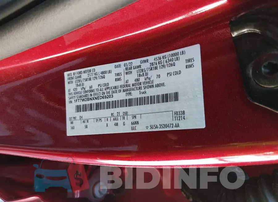1FT7W2BNXNED69203 Photo# 9