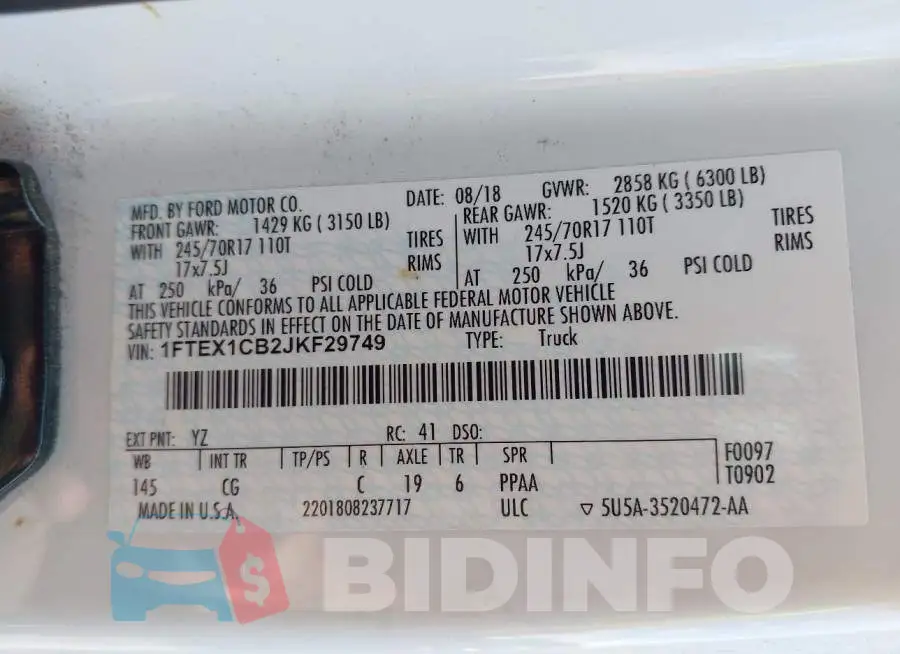 1FTEX1CB2JKF29749 Photo# 9