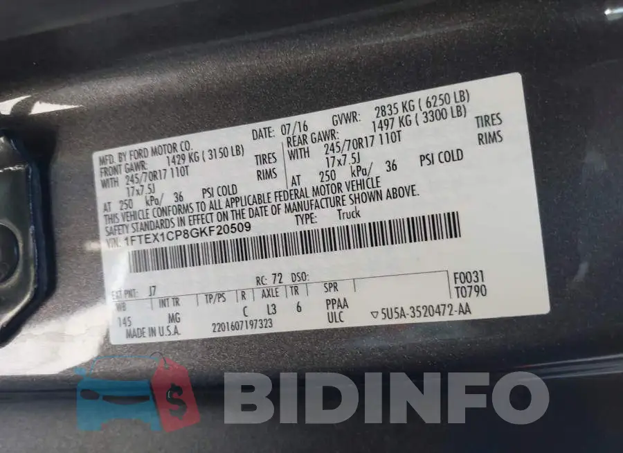 1FTEX1CP8GKF20509 Photo# 9