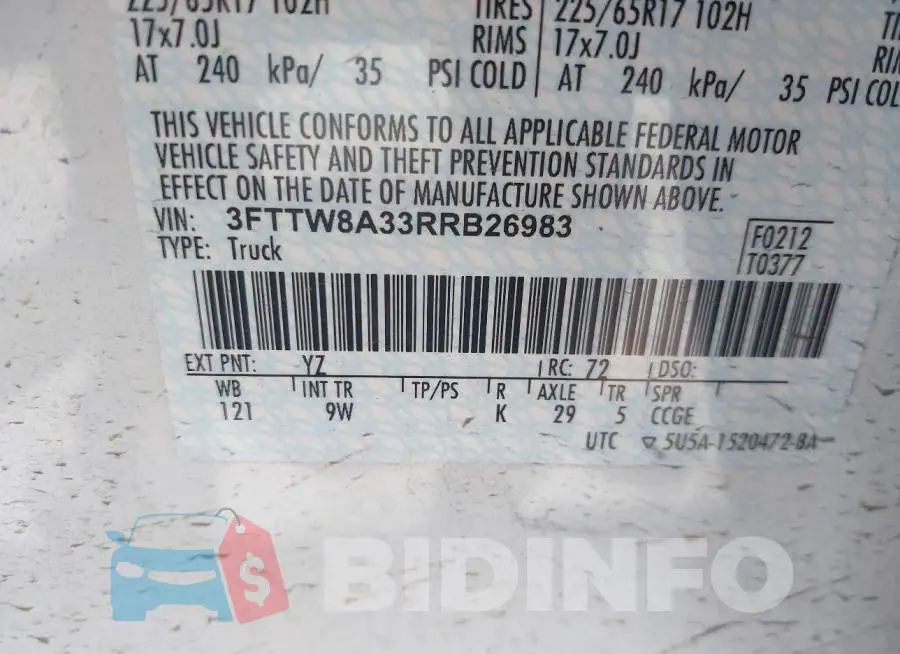 3FTTW8A33RRB26983 Photo# 9