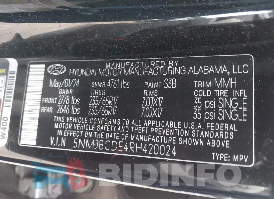 5NMJBCDE4RH420024 Photo# 9