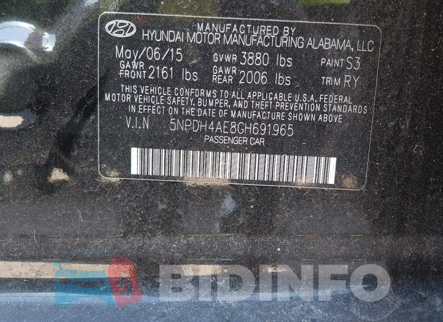 5NPDH4AE8GH691965 Photo# 9