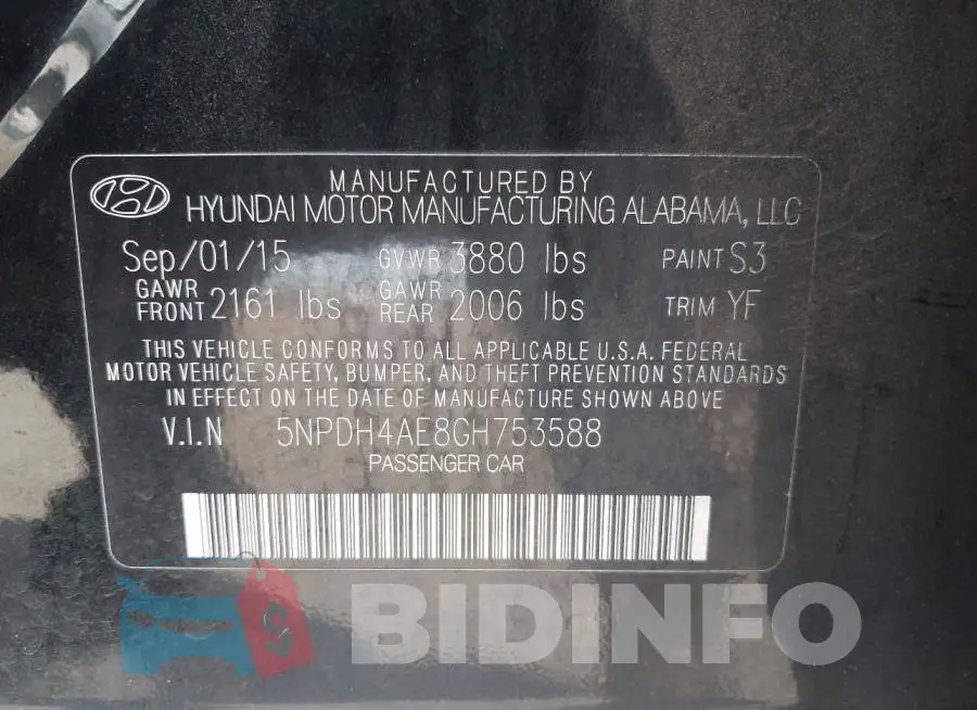 5NPDH4AE8GH753588 Photo# 9
