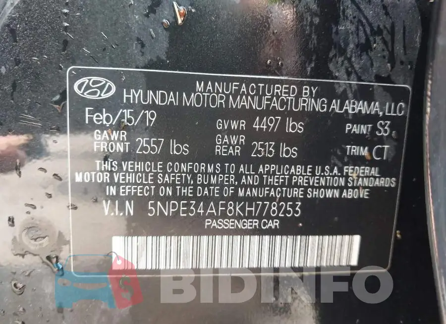5NPE34AF8KH778253 Photo# 9