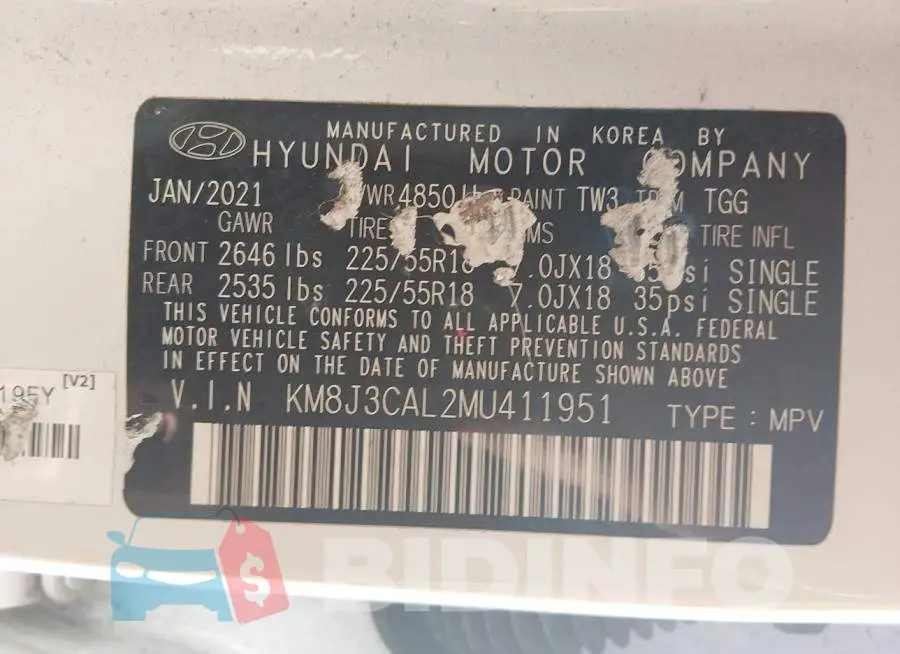KM8J3CAL2MU411951 Photo# 9
