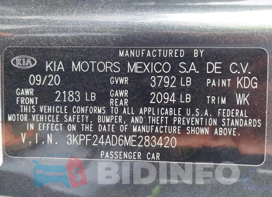 3KPF24AD6ME283420 Photo# 9