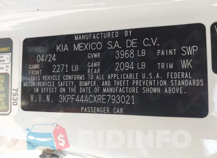 3KPF44ACXRE793021 Photo# 9