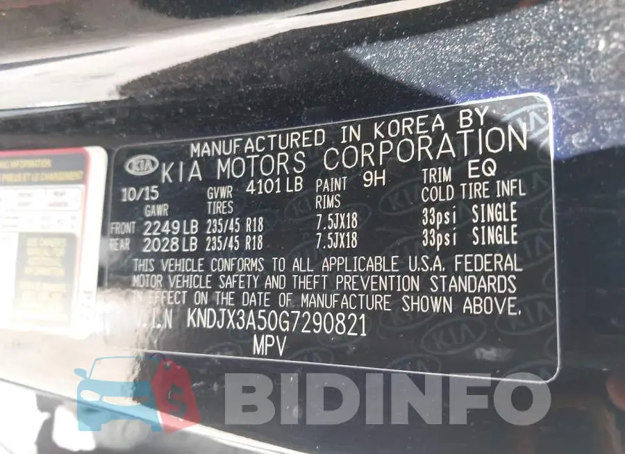 KNDJX3A50G7290821 Photo# 9