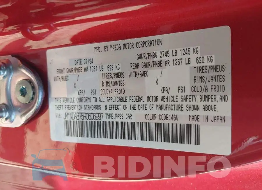 JM1NDAB75R0606997 Photo# 9