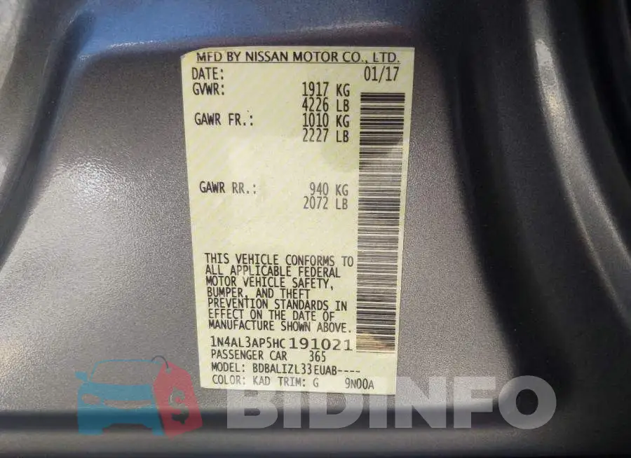 1N4AL3AP5HC191021 Photo# 9