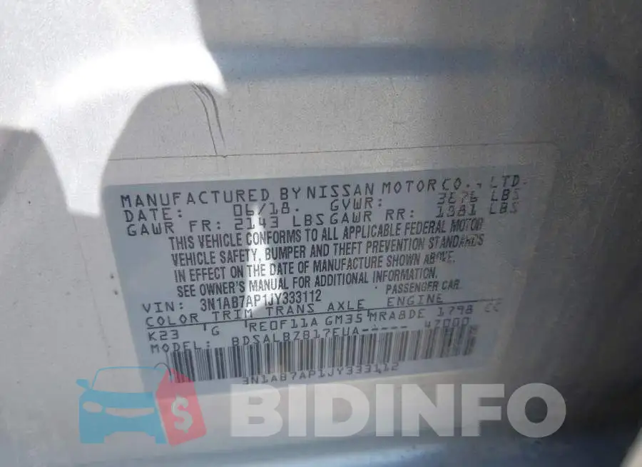 3N1AB7AP1JY333112 Photo# 9