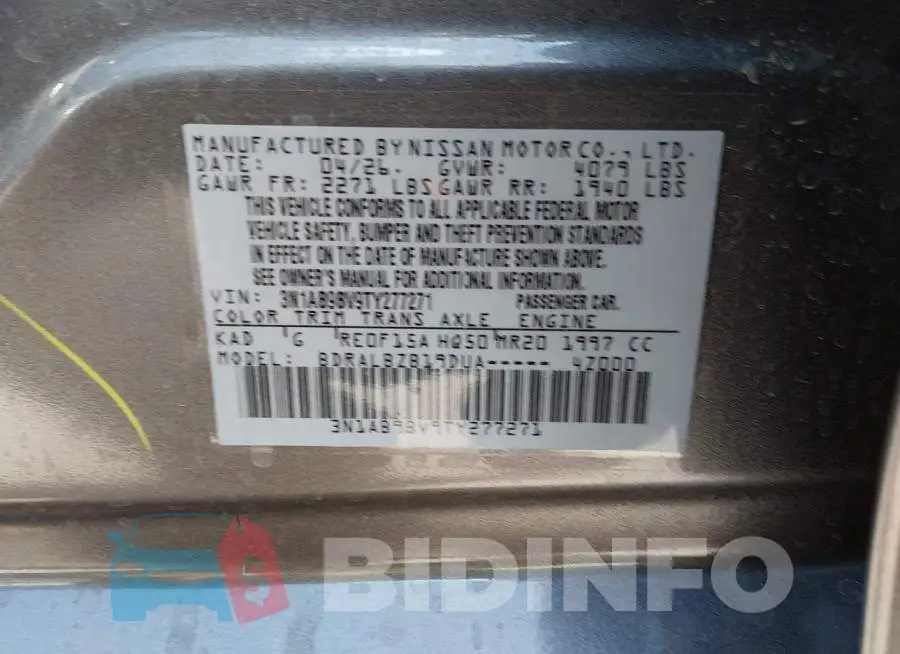 3N1AB9BV9TY277271 Photo# 9