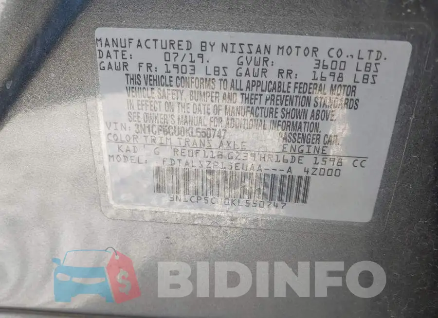 3N1CP5CU0KL550747 Photo# 9