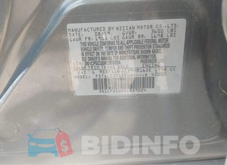3N1CP5CU5KL559024 Photo# 9