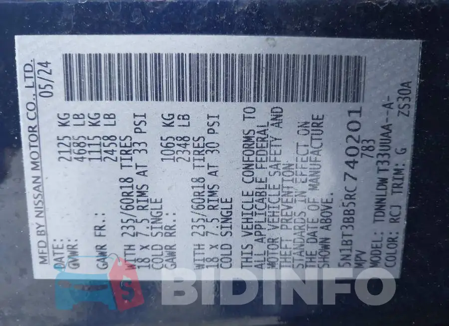 5N1BT3BB5RC740201 Photo# 9