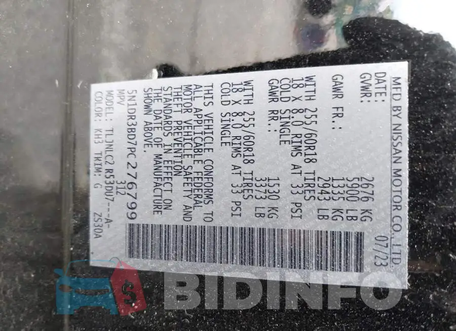 5N1DR3BD7PC276799 Photo# 9