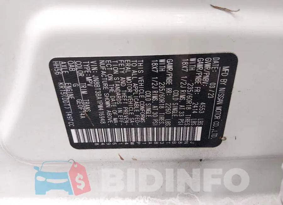 JN8BT3BA1PW416948 Photo# 9