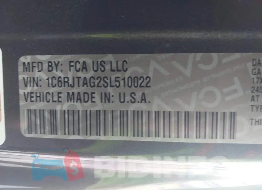 1C6RJTAG2SL510022 Photo# 9