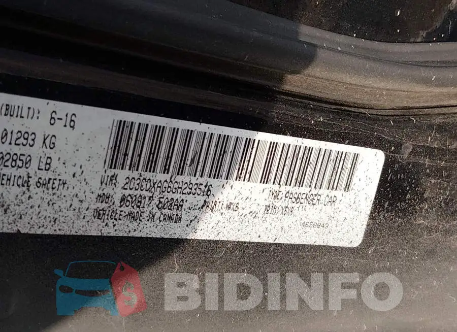 2C3CDXAG6GH293516 Photo# 9