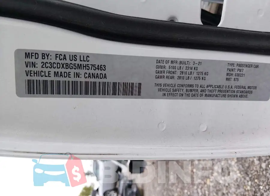 2C3CDXBG5MH575463 Photo# 9