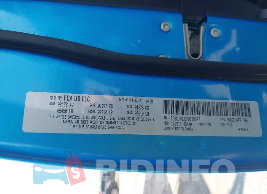 2C3CDXGJ3KH530927 Photo# 9