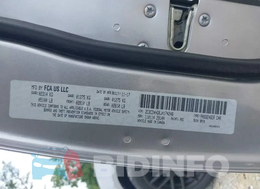 2C3CDXHG8JH174248 Photo# 9