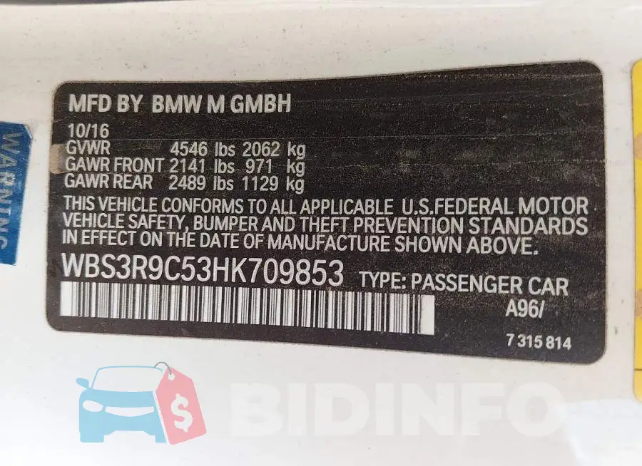 WBS3R9C53HK709853 Photo# 9