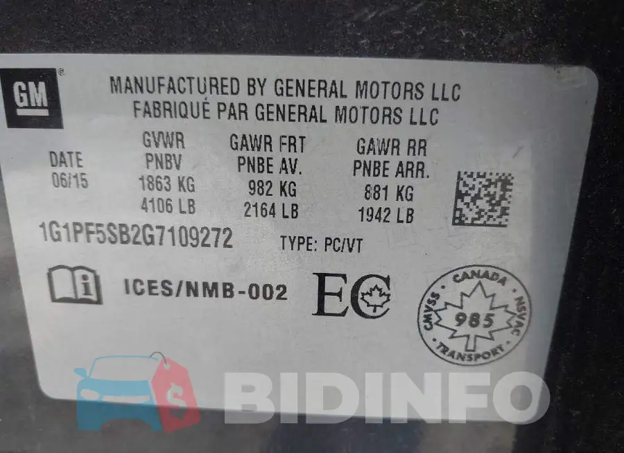 1G1PF5SB2G7109272 Photo# 9