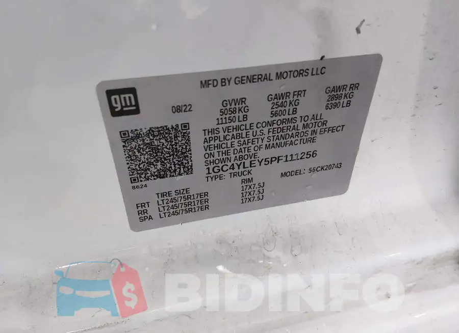1GC4YLEY5PF111256 Photo# 9