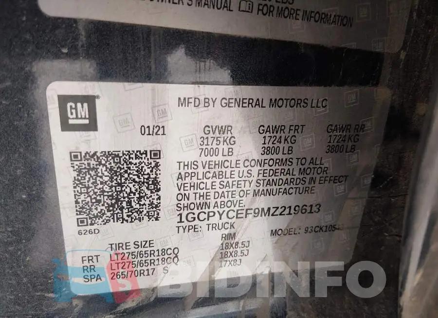 1GCPYCEF9MZ219613 Photo# 9