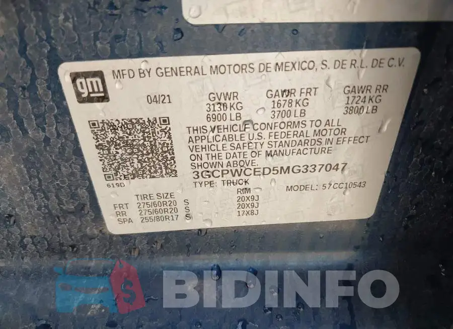 3GCPWCED5MG337047 Photo# 9