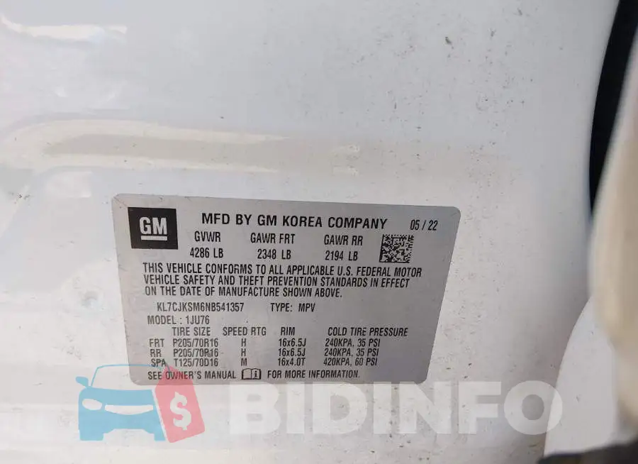 KL7CJKSM6NB541357 Photo# 9