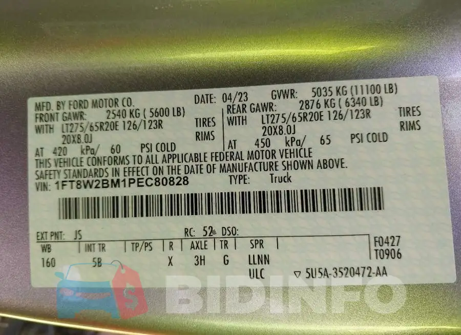 1FT8W2BM1PEC80828 Photo# 8