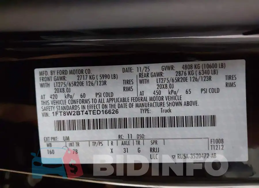 1FT8W2BT4TED16626 Photo# 8