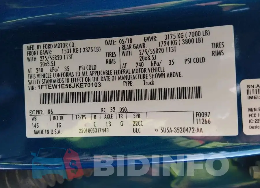 1FTEW1E56JKE70103 Photo# 9